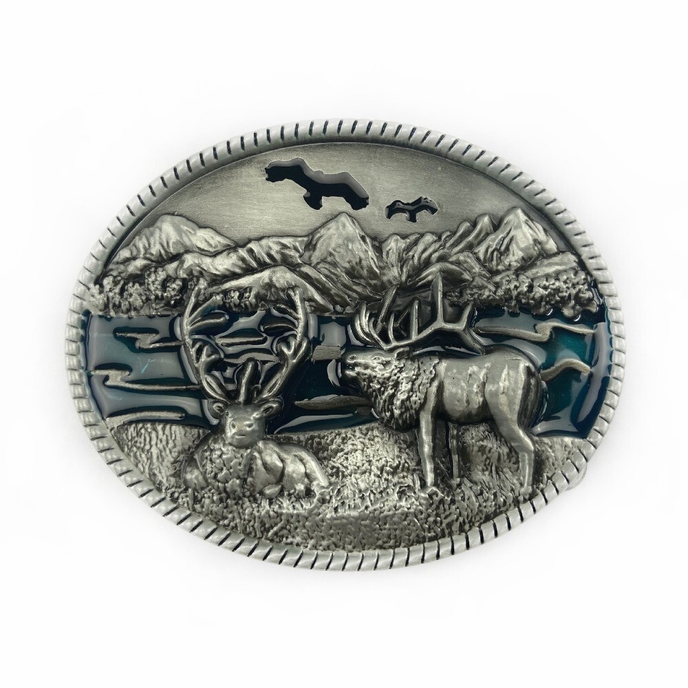 Western Cowboy Belt Buckle for Men & Women USA Retro Rodeo Casual Wear Reindeer