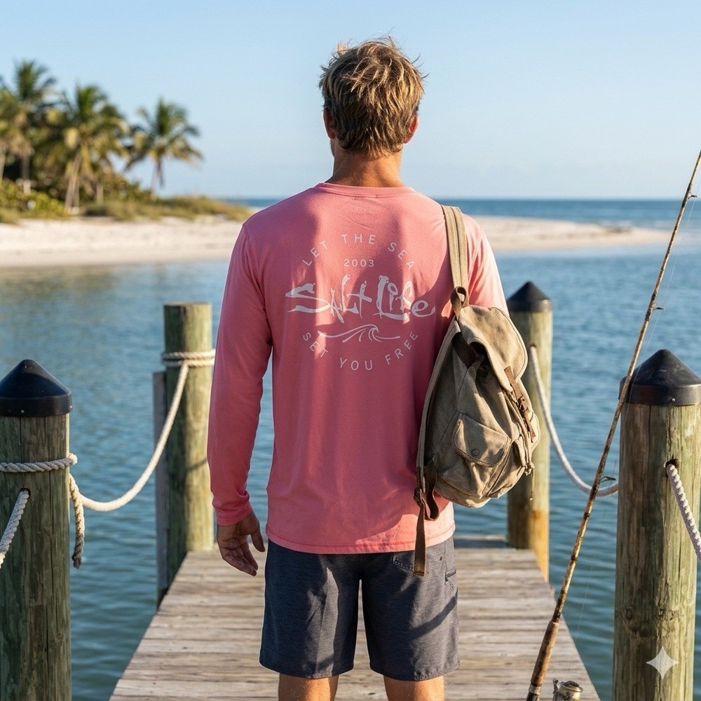 Salt Life Coral Long Sleeve Vintage 2003 T Shirt Size Large