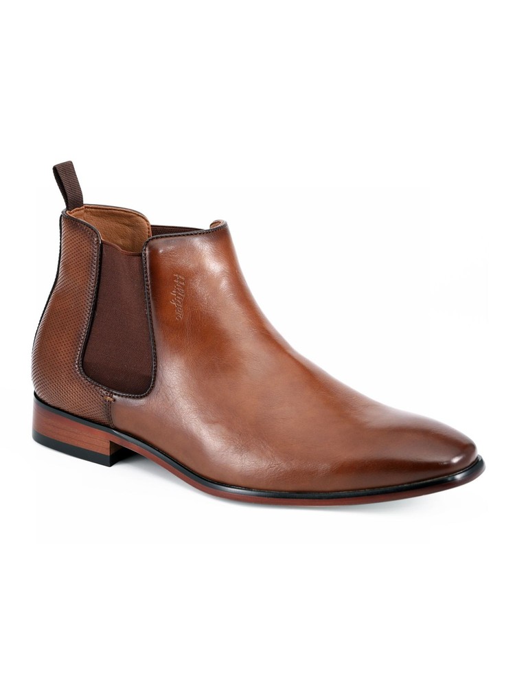 TOMMY HILFIGER Mens Brown Block Heel Chelsea Boot with Pull Tab Size 7.5 M