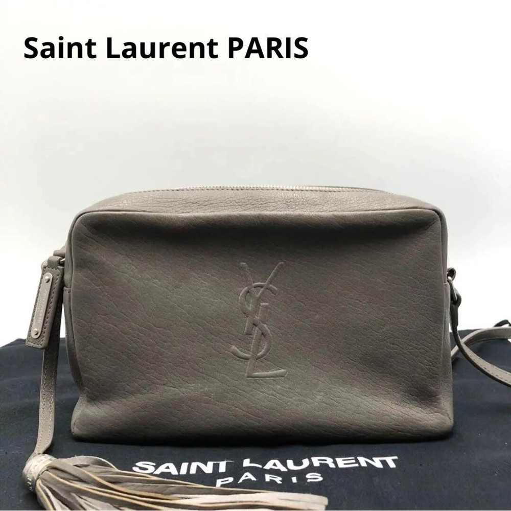 YSL Cassandra Grey Leather Camera Crossbody Bag Preowned Excellent Condition