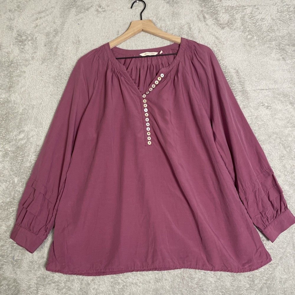 Soft Surroundings Women’s XL Rouge Pink Linen Lyocell Boho Peasant Top