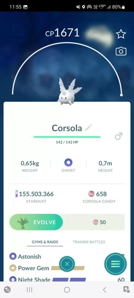 Galarian Corsola Lv 50 with 3 Moves  