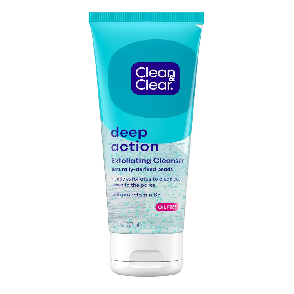Clean & Clear Deep Action Exfoliating Facial Scrub Beads Cooling Face Wash 7oz
