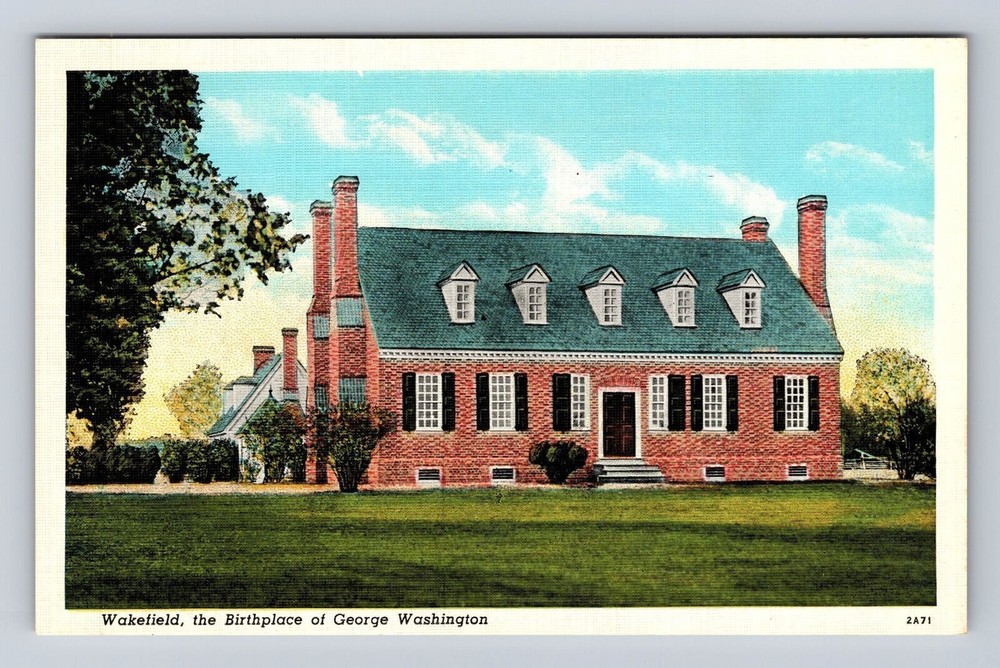 Wakefield VA-Virginia, Birthplace Of George Washington, Vintage Postcard