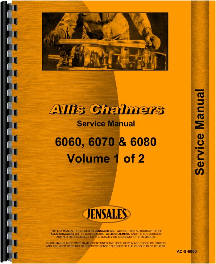 Allis Chalmers 6060 6070 6080 Tractor Repair Manual AC-S-6060