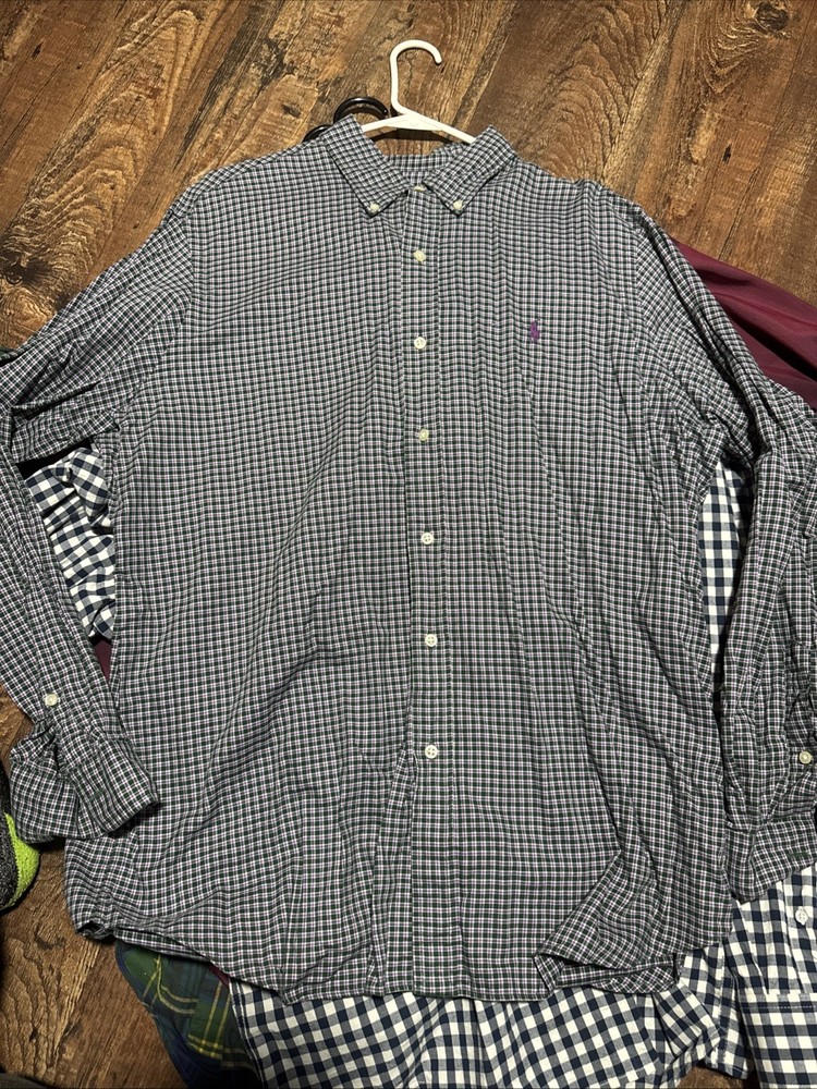 Polo Ralph Lauren Purple Pony Men's Long Sleeve Button Up Sz Xl