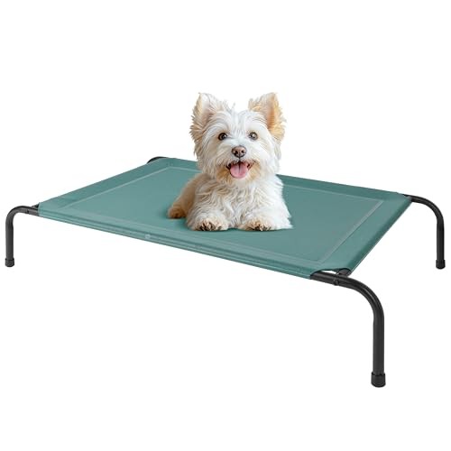 Elevated Cooling Pet Bed Outdoor Portable Green 42x25.5x8 Inch