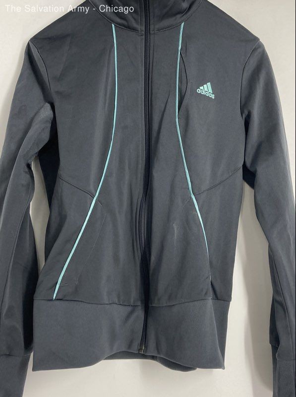 Adidas Womens Gray Long Sleeve Full Zip Activewear Track Jacket Size M