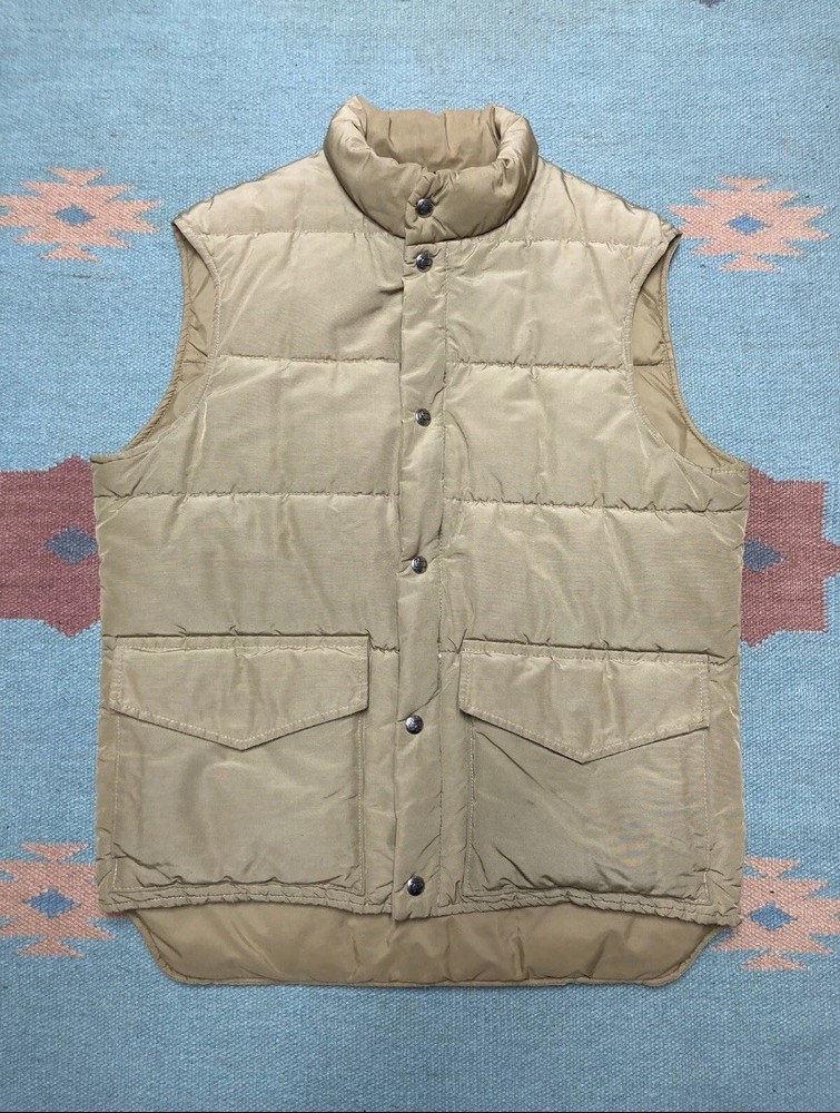 Vintage woolrich goose down puffer vest tan 80s 90s made in USA men’s size large