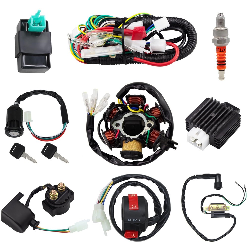Complete Electrics Stator Coil CDI Wiring Harness Spark Plug Kits...
