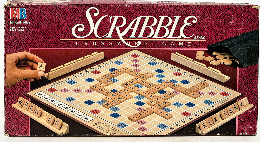 Scrabble - Crossword Board Game - Milton Bradley #4024 - Complete - Vintage 1989