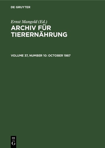 Akademie der Landwirtschaftswissenschaften der Deutschen October 1987 (Hardback)