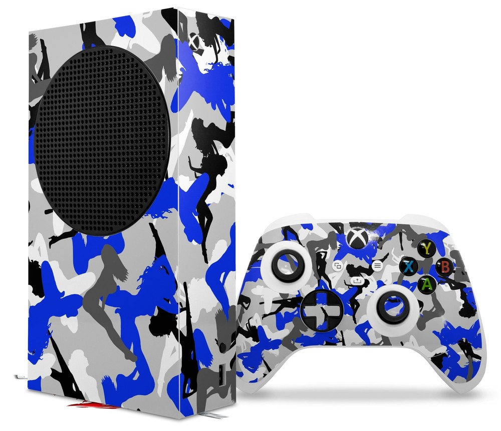 Skins XBOX Series S Console Controller Sexy Girl Silhouette Camo Blue