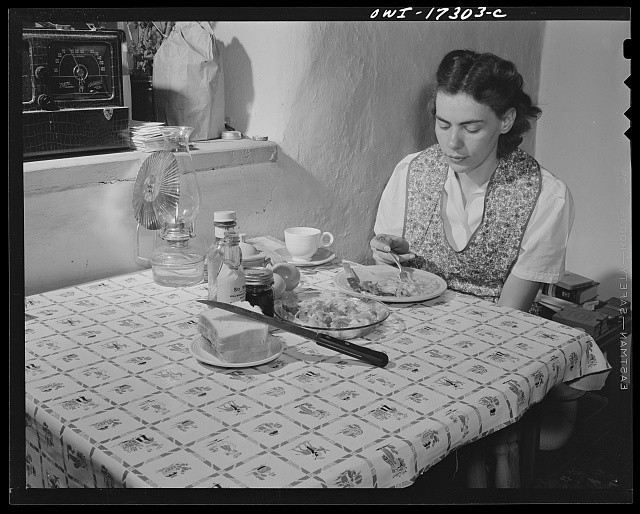 Photo:Penasco New Mexico Marjorie Muller nurse home cooking 1943