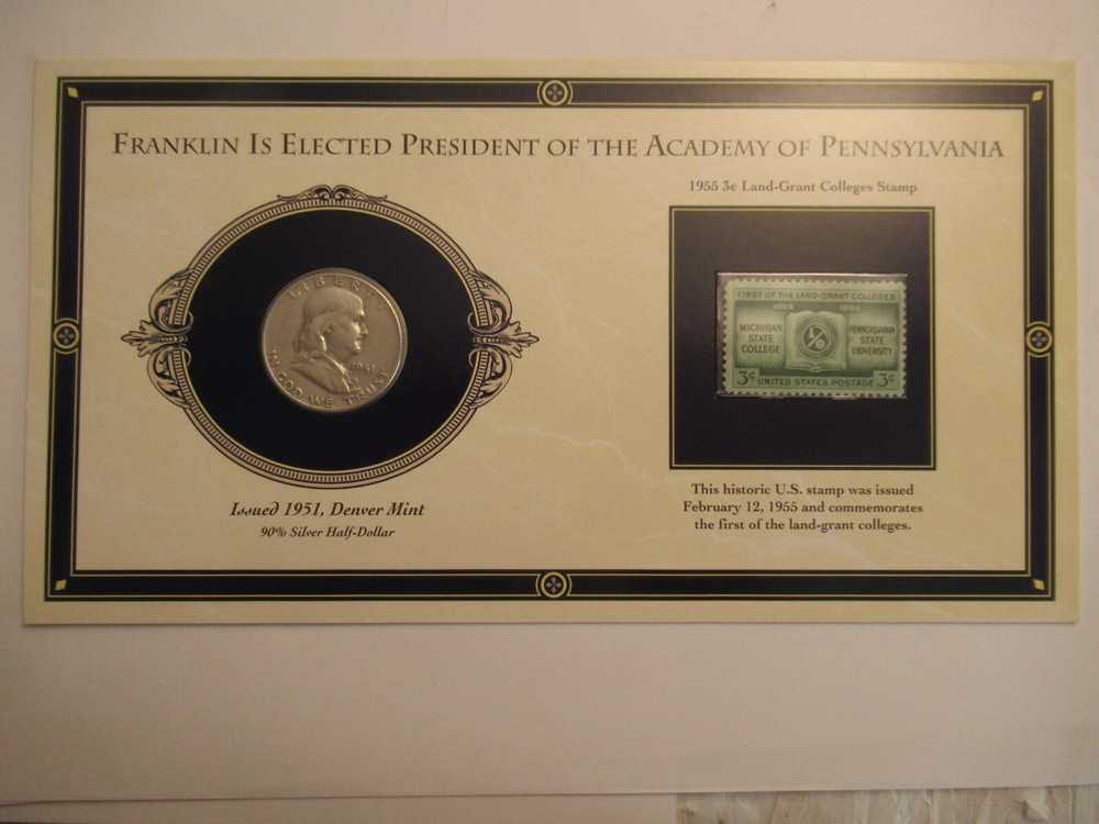 1951 D Franklin Half Dollar Franklin Elected President Academy of PA, PCS carded-image