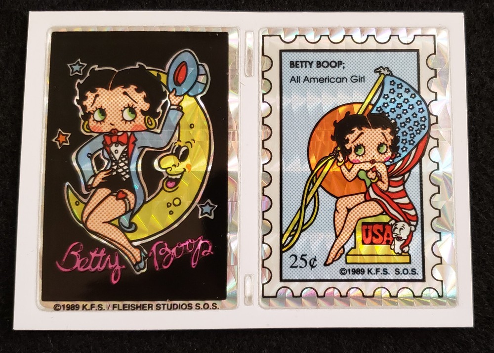 Rare VTG 1989 Betty Boop Dual Pose Prism Vending Machine Sticker NOS
