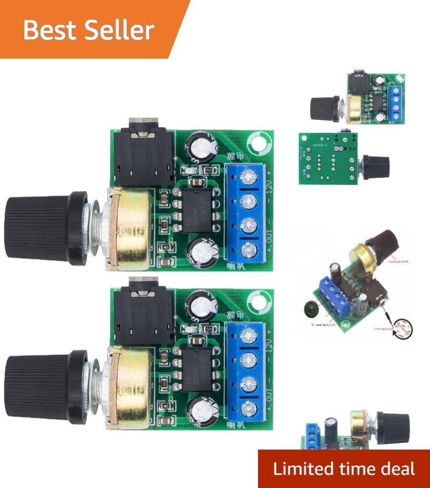2Pcs Volume Adjustable 10W Mini Power Amplifier, Ideal for Battery-Powered Audio