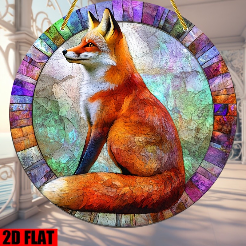 Bohemian Fox Wall Decor 8x8 Stained Glass Animal Art
