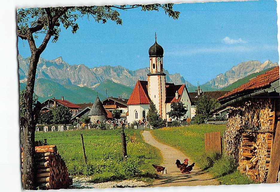 Postcard Dorfidylle rund um die Jakobskirche Wallgau Germany