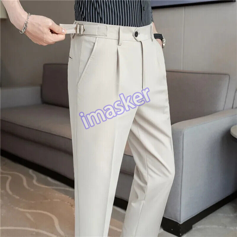 British Style Men's Slim Fit Dress Pants Formal & Casual Trousers