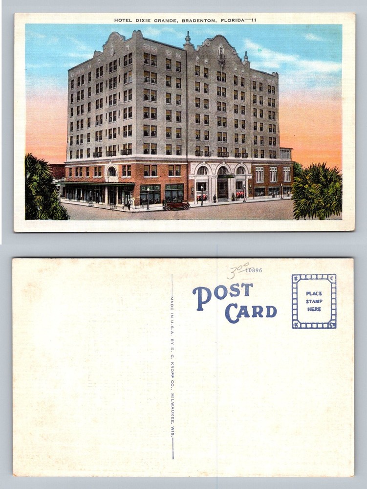 Bradenton, FL-Florida, Hotel Dixie Grande Street View Landmark Vintage Postcard