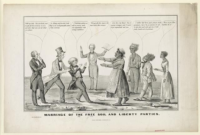 New York NY 1848 Marriage of Free Soil and Liberty Parties Cartoon Van Buren