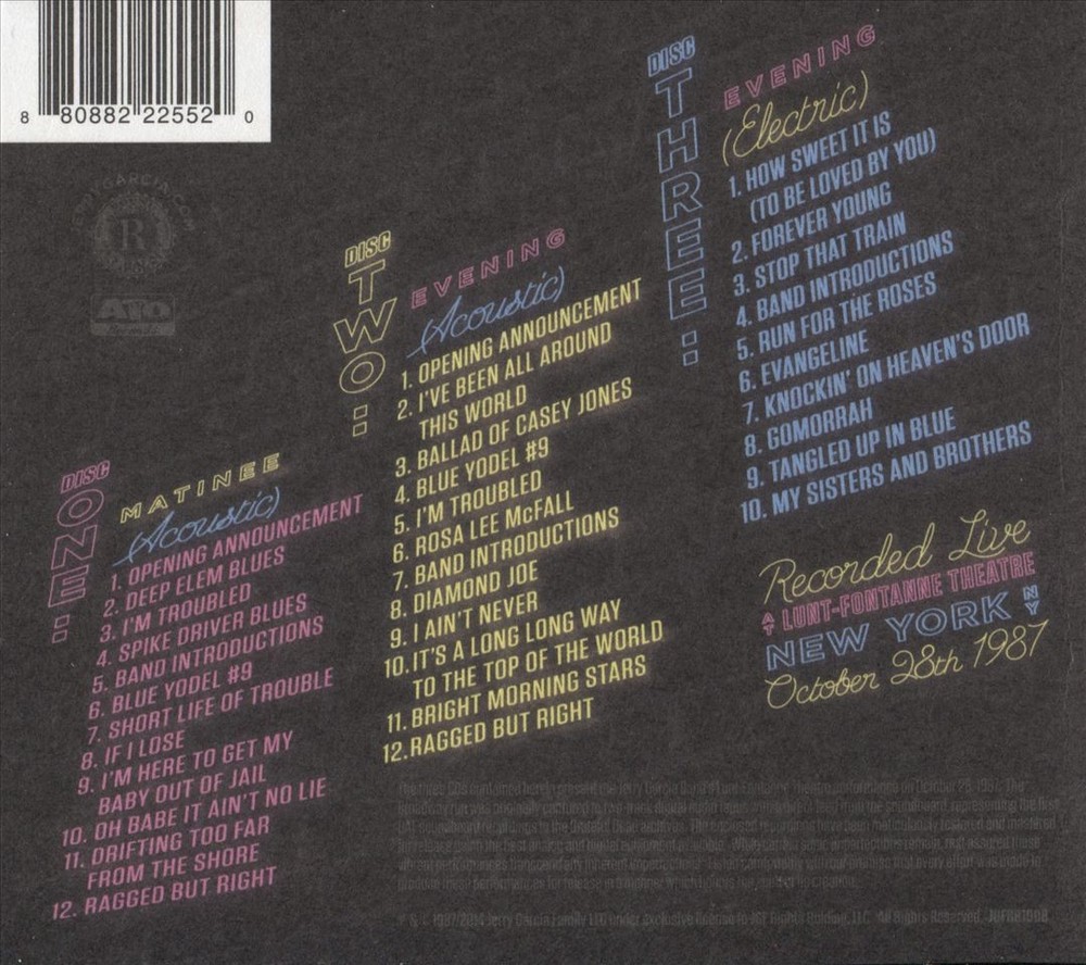 Jerry Garcia On Broadway Act One Live CD 1987 2015 Release