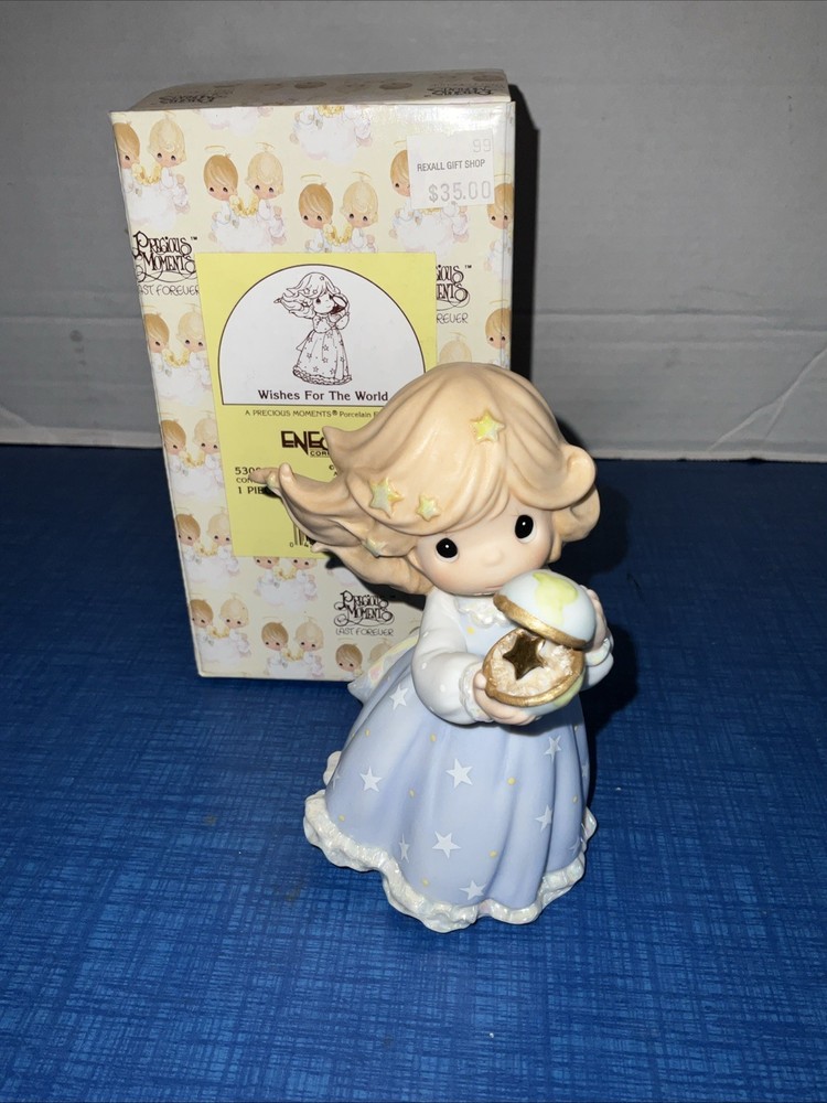 Precious Moments “Wishes for the World” 1999 Angel Figurine Enesco Boxed
