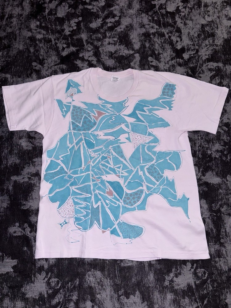 Vintage 90s Gap Sport Made In USA Single Stitch Abstract Graphic T Shirt Medium-image