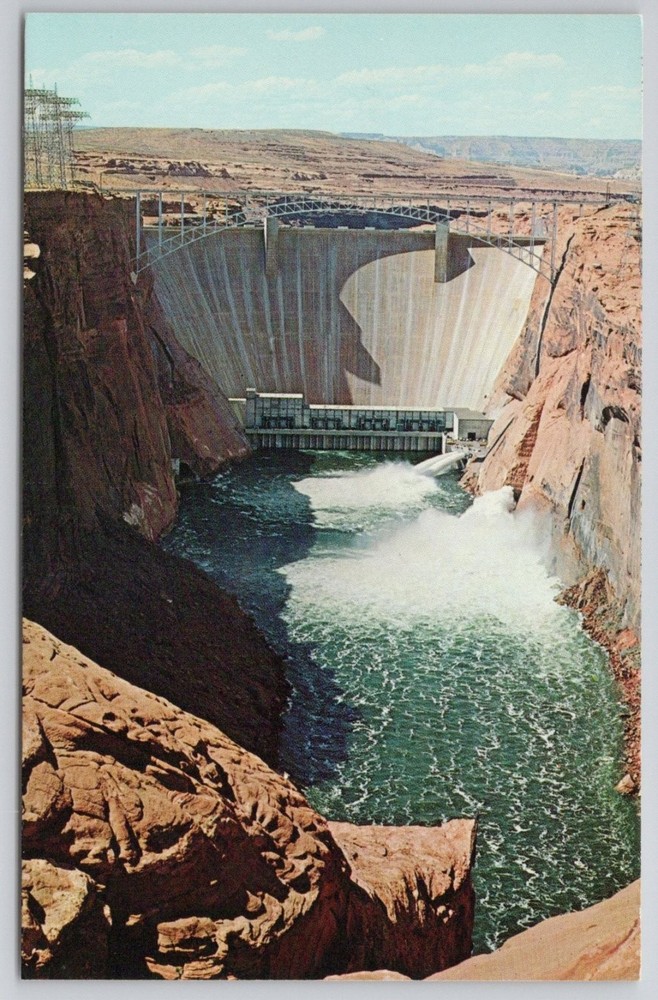 Glen Canyon Dam Page Arizona Vintage Chrome Postcard Lake Powell Colorado River