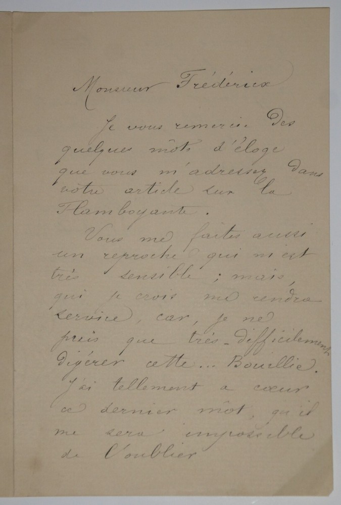 HUGUENET Felix - SIGNED AUTOGRAPH LETTER, TO Alfred FREDERIX, NEWSPAPER, 1884
