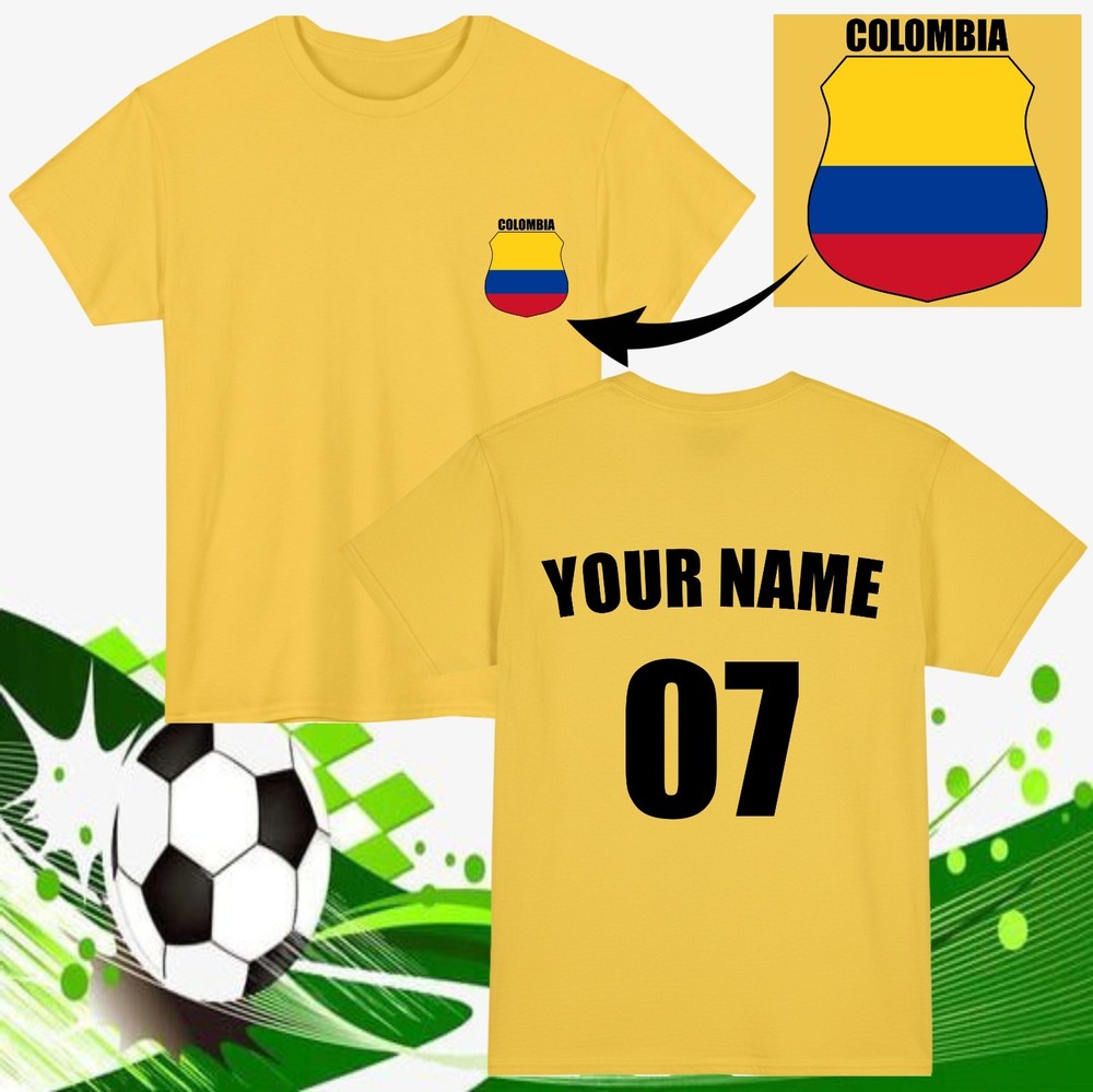 Personalised Colombia Football T-Shirt Custom Name Number Fan Gift Unisex Top