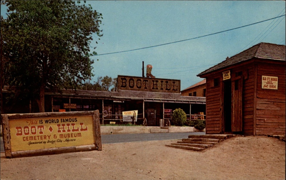 Dodge City Kansas ~ Boot Hill ~ Cemetery ~ Museum ~ street scene ~ postcard