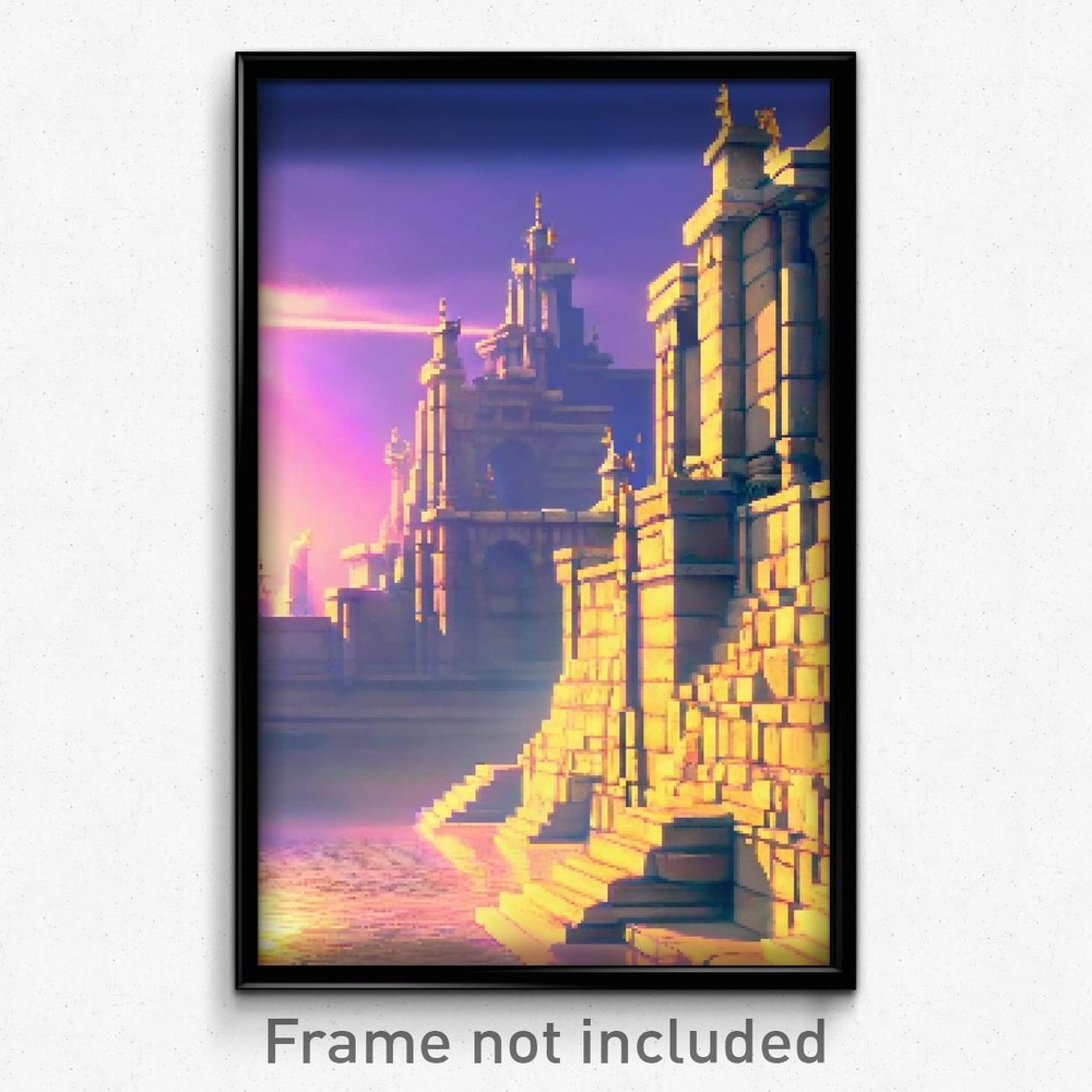 8-Bit Pixel Art Poster - Pristine Ramparts Psychedelic Trippy Gamer Print
