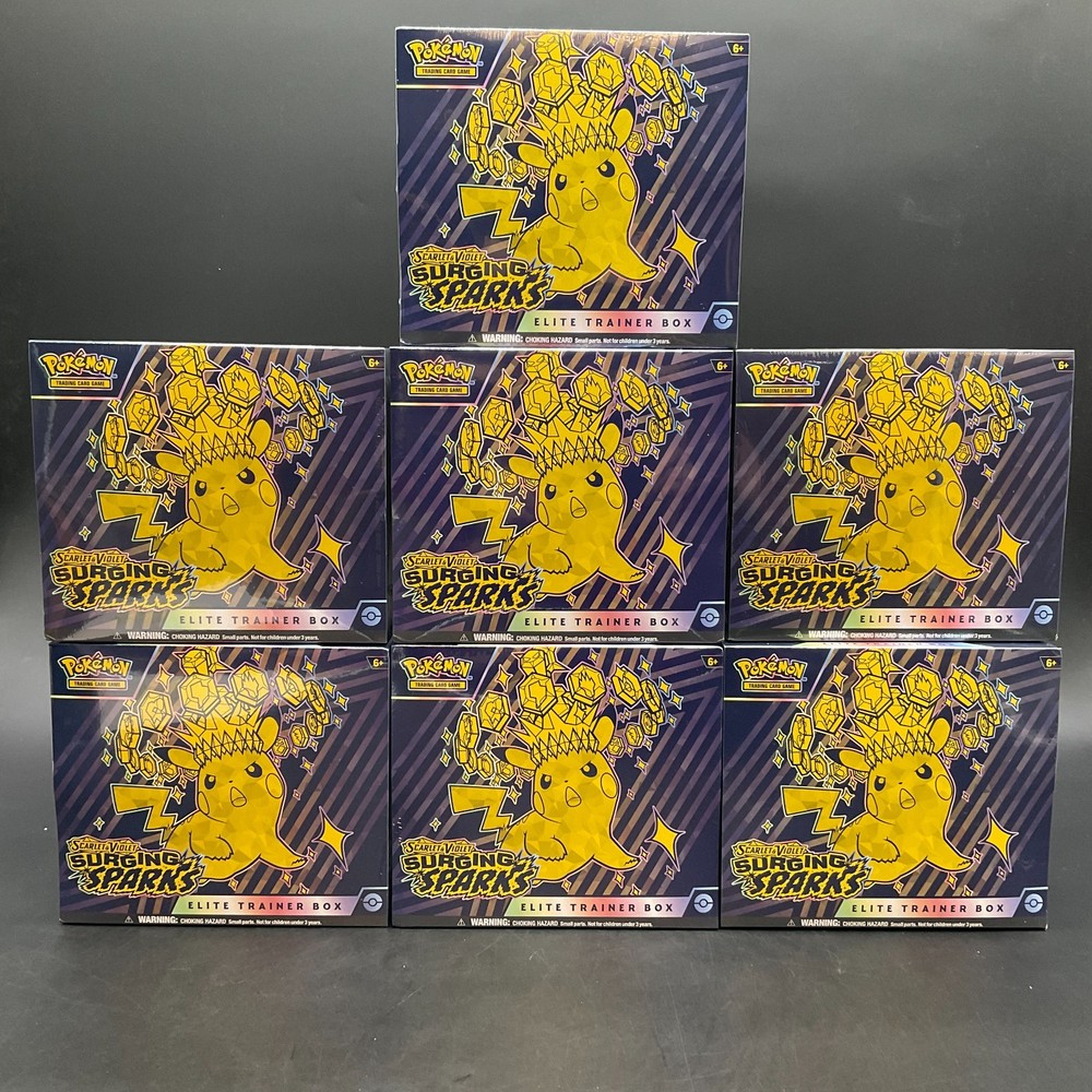 Lot of (7) Pokemon TCG Surging Sparks Elite Trainer Boxes SEALED NEWPROBSTEIN is actively accepting consignments !!