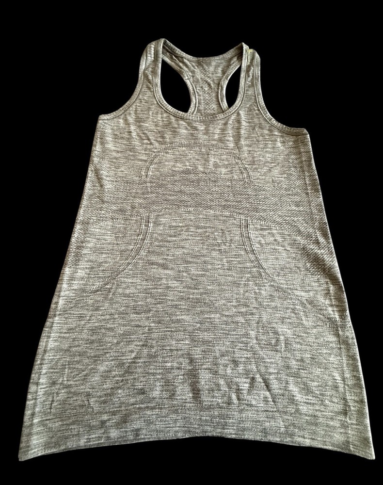 Lululemon Athletic Womens Tank Top Shirt Size Small Gray Striped Racerback