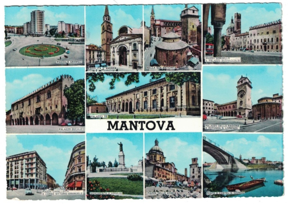 Vintage 1963 Multi-View Postcard Greetings From Mantova Italy