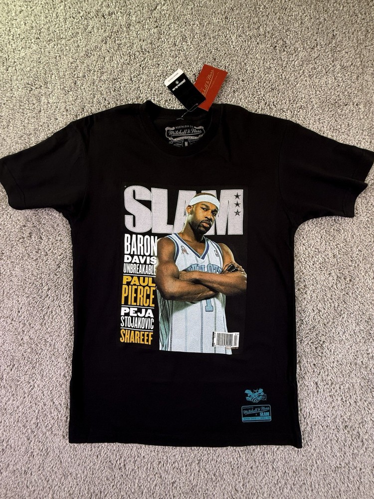 NWT Mitchell & Ness T Shirt Mens M Black Slam Magazine Baron Davis