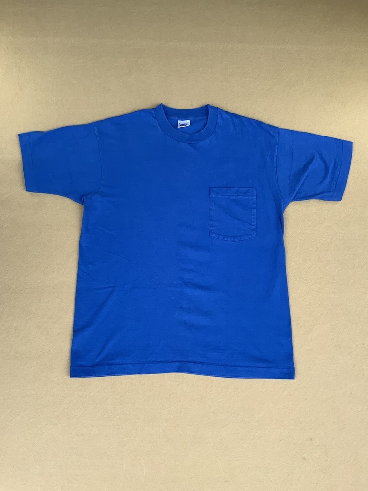 VTG BVD T Shirt Men's LARGE Single Stitch Blue MADE USA Workwear 80s