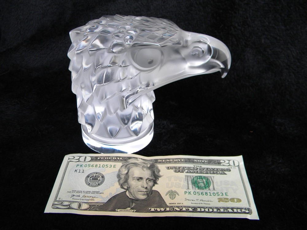 Lalique France . Tete D' Aigle / Eagle's Head . Car Mascot Sculpture . Art Deco