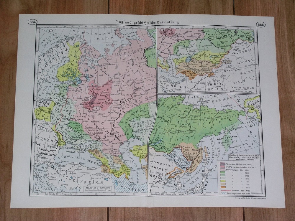 1937 Vintage Historical Map Of Russia Ukraine / Medieval / Russian Revolution