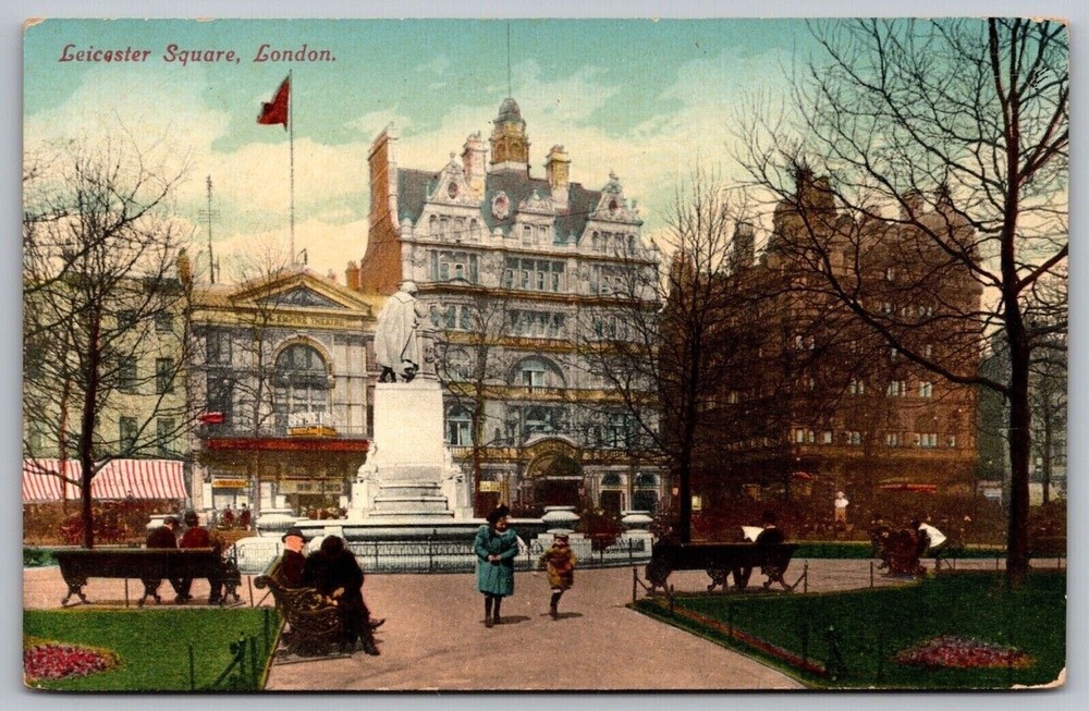 London Great Britain Leicester Square Scenic Landmarks DB UNP Postcard