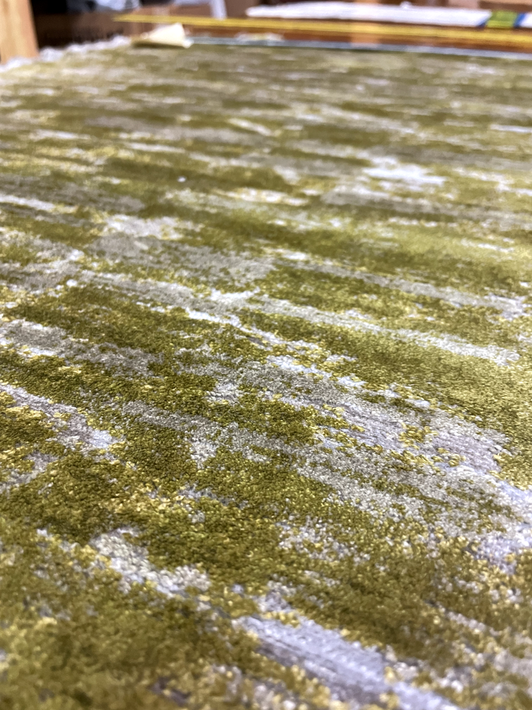 Zimmer Rhode Moss Green Silver Chenille Upholstery Fabric 1.08 Yard Remnant