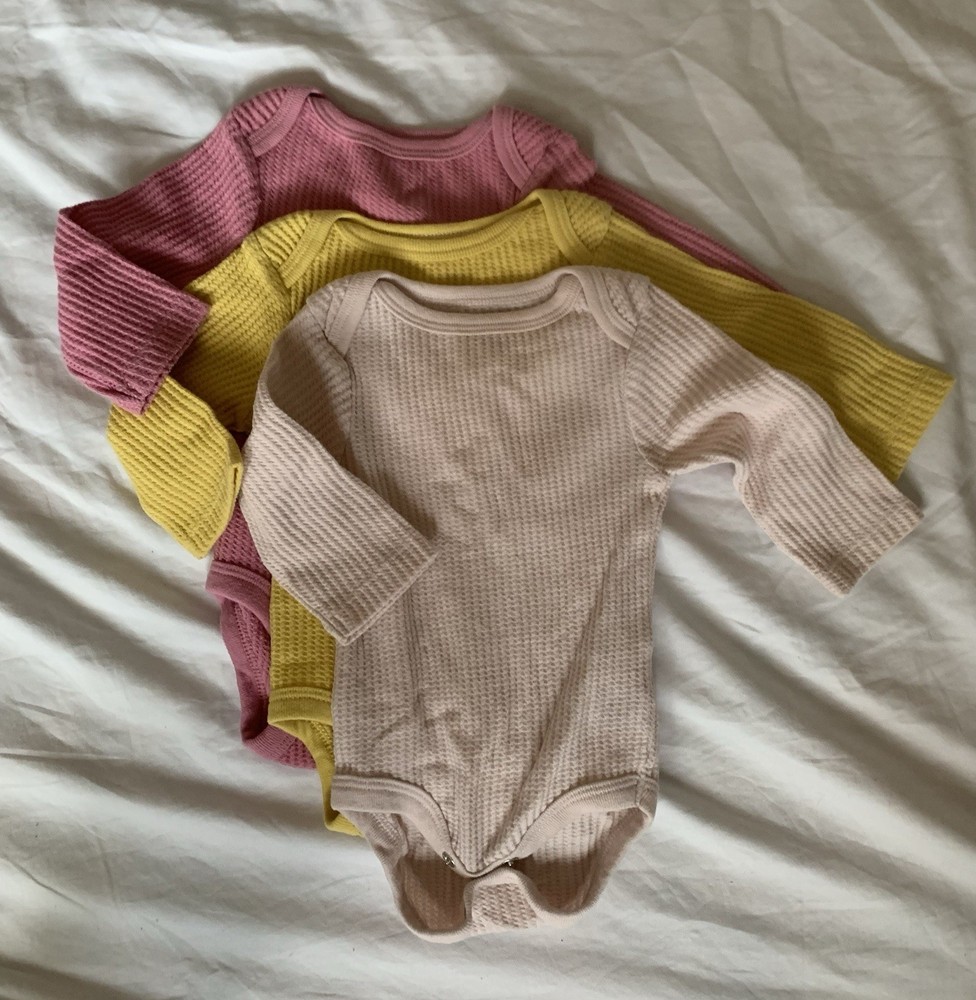 Cloud Island Baby Size 0-3 Months Long Sleeve Waffle Knit Bodysuit 3pc Set