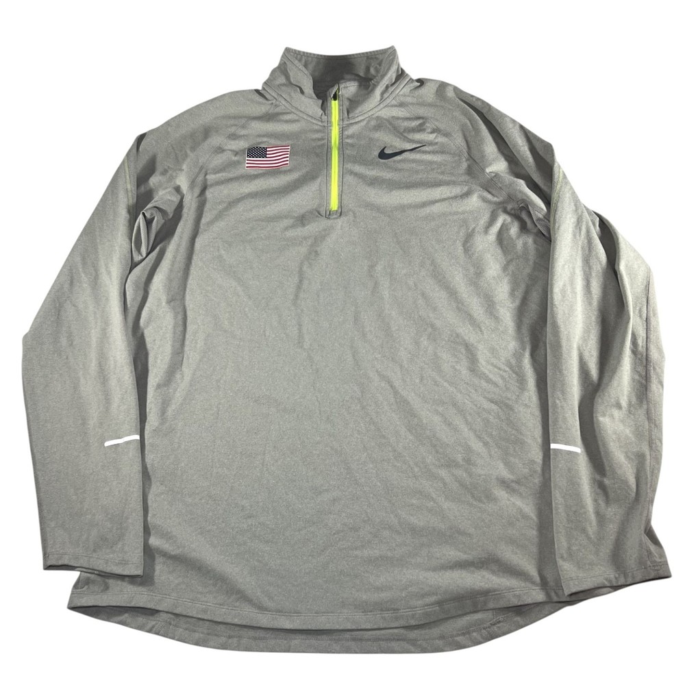 Nike Dri-Fit Mens Olympics Team USA Gray Quarter Zip Pullover Size Large