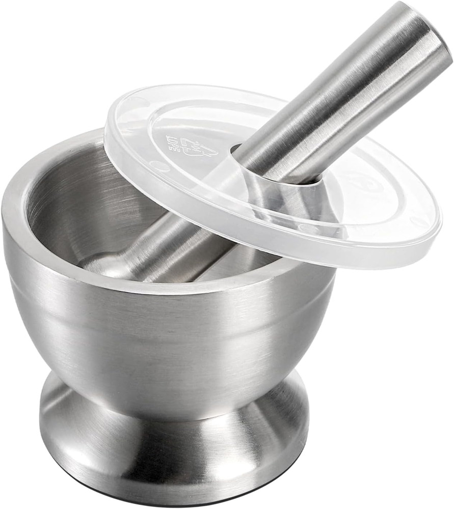 Mortar and Pestle Sets 18/8 Brushed Stainless Steel Spice Grinder Pill Crusher M