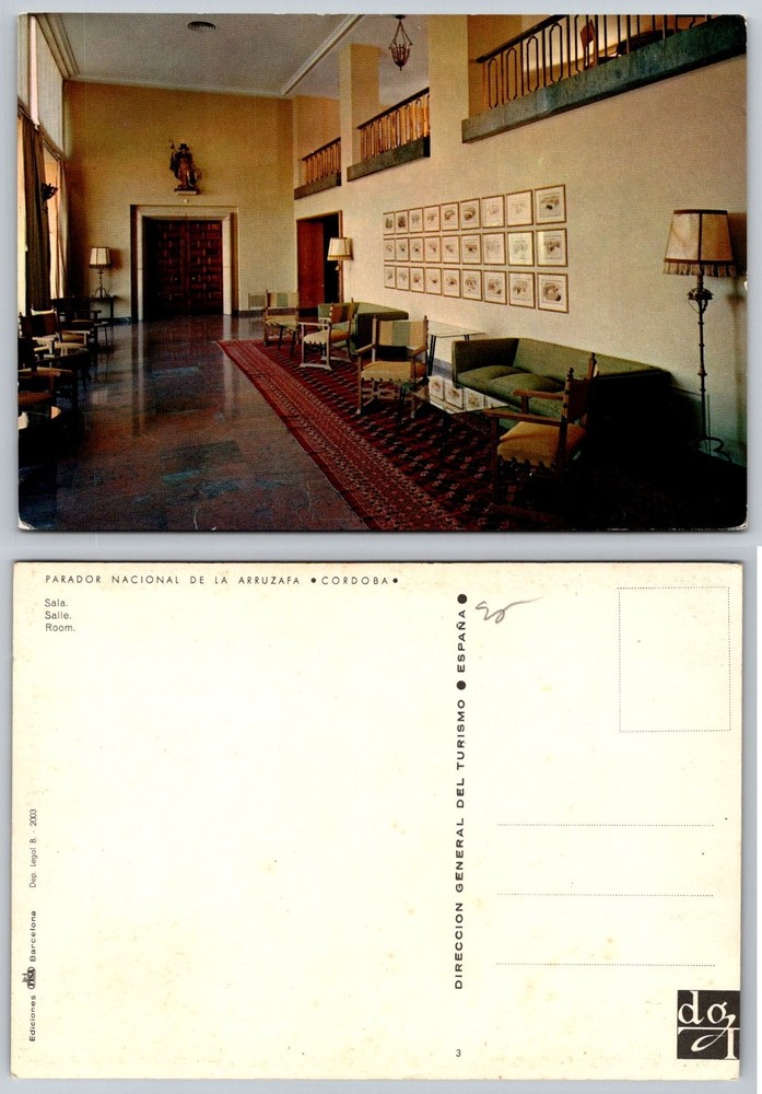 Parador Nacional de la Arruzafa Cordoba Spain Lobby Room Postcard