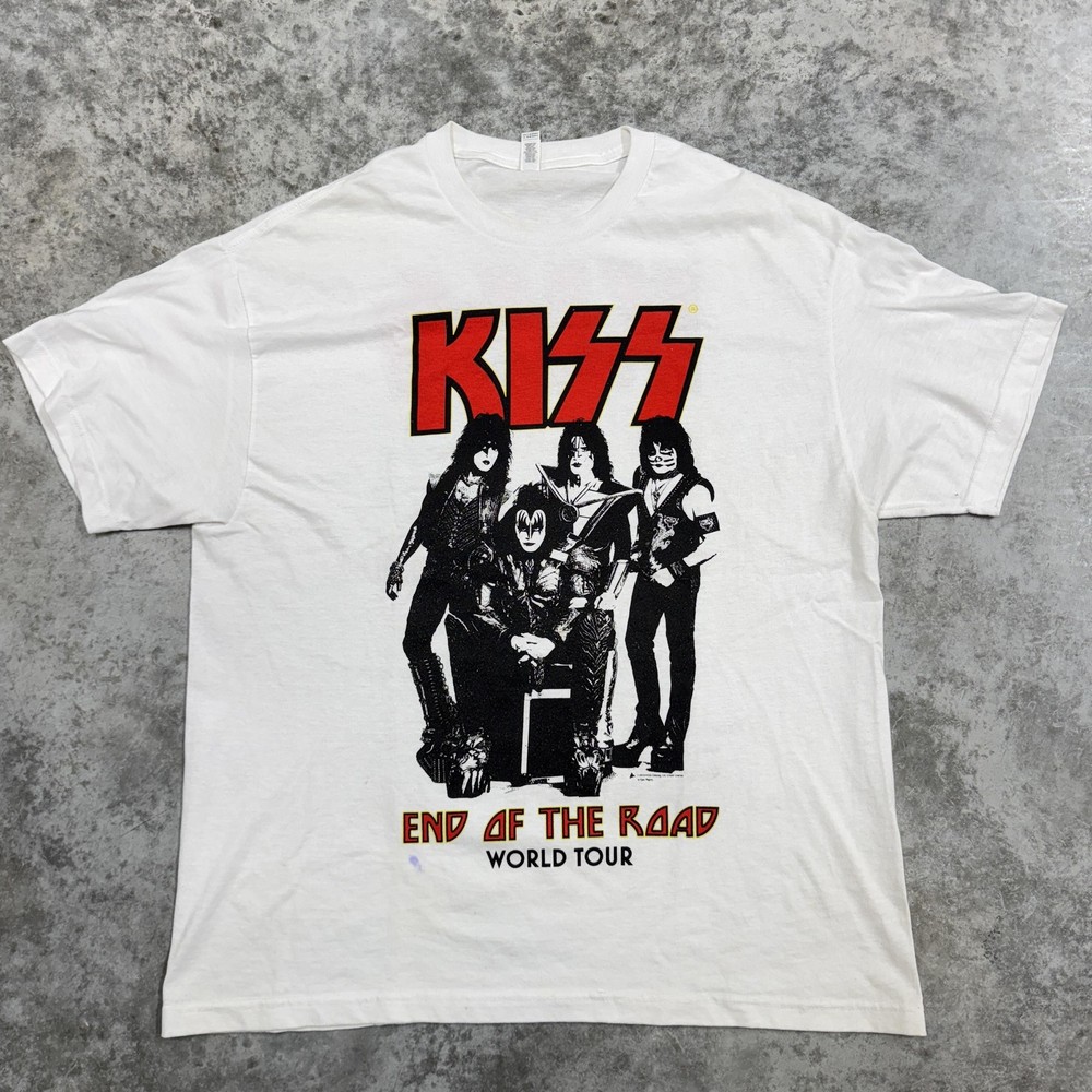 KISS Shirt Mens XL White End Of The Road World Tour Concert Band Graphic Tee
