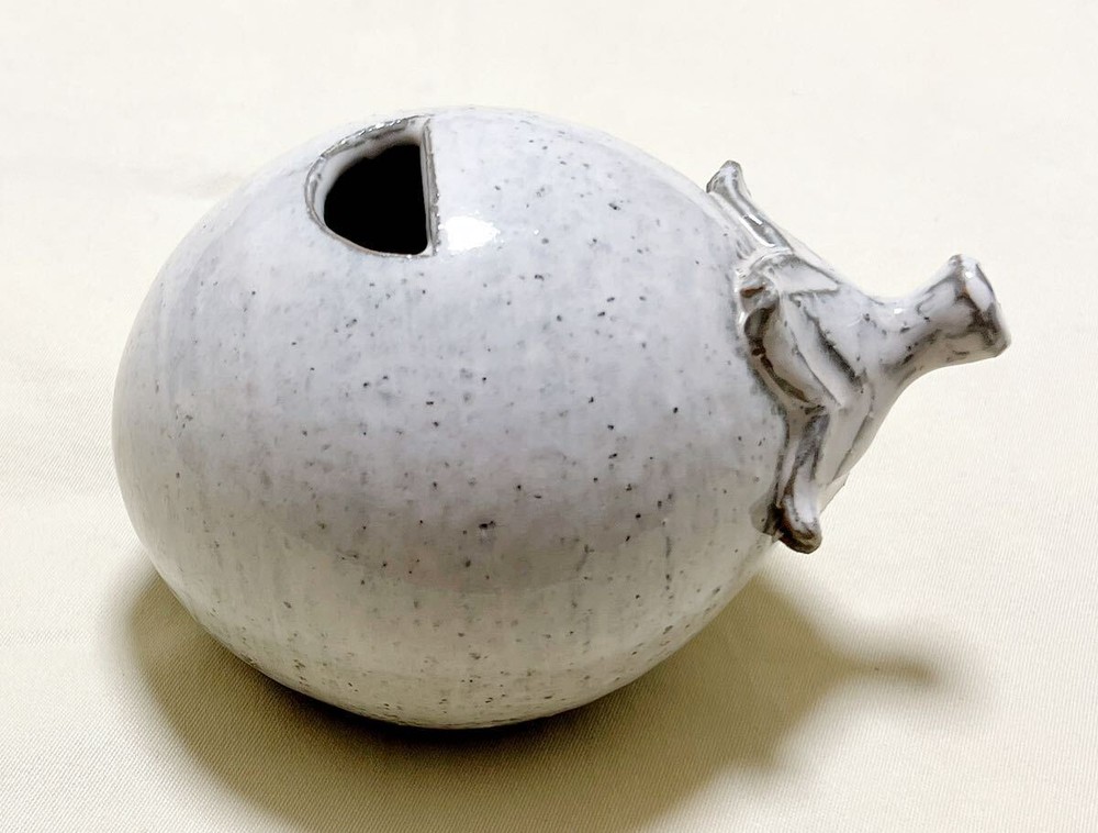 Hagiyaki Japanese Ceramics Eggplant Vase Flower Ornament 5.9