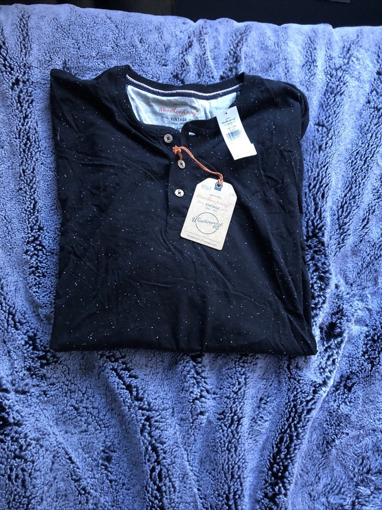 Men’s Weatherproof Vintage S.S. Black  Speckled Henley XXXL. NWT.
